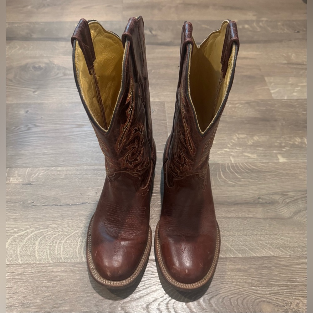 Unisex Brown Leather Handmade Cowboy Boots